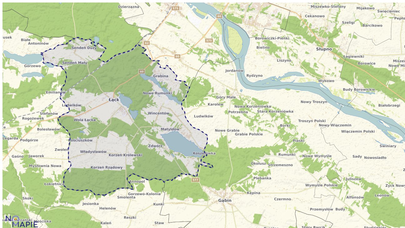Mapa obszarów ochrony przyrody Łącka